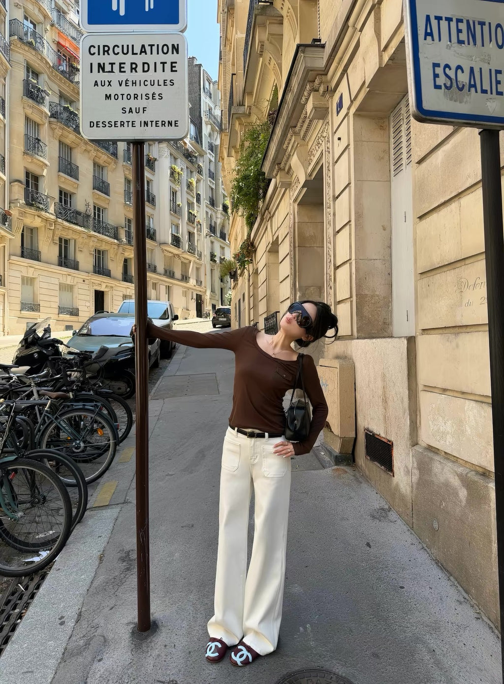 Paris Utility Stretch Straight-Leg Pants - styled view