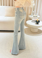 Soft Vintage Wash Flare Denim - close-up