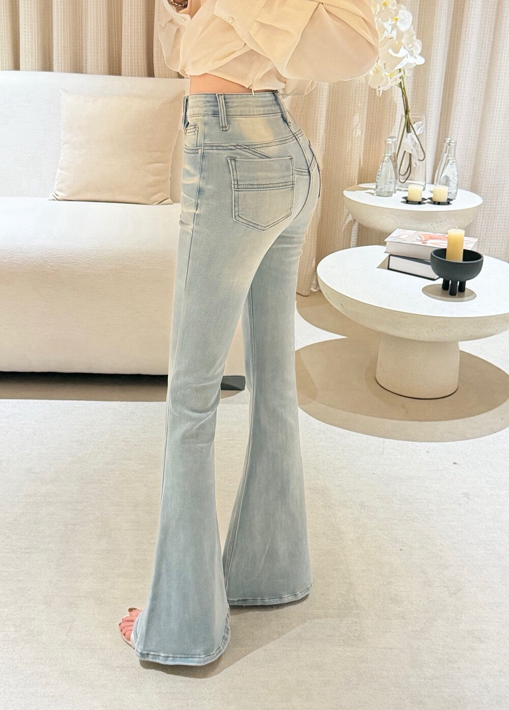 Soft Vintage Wash Flare Denim