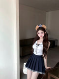 Sailor Pleated Mini Skort – Navy