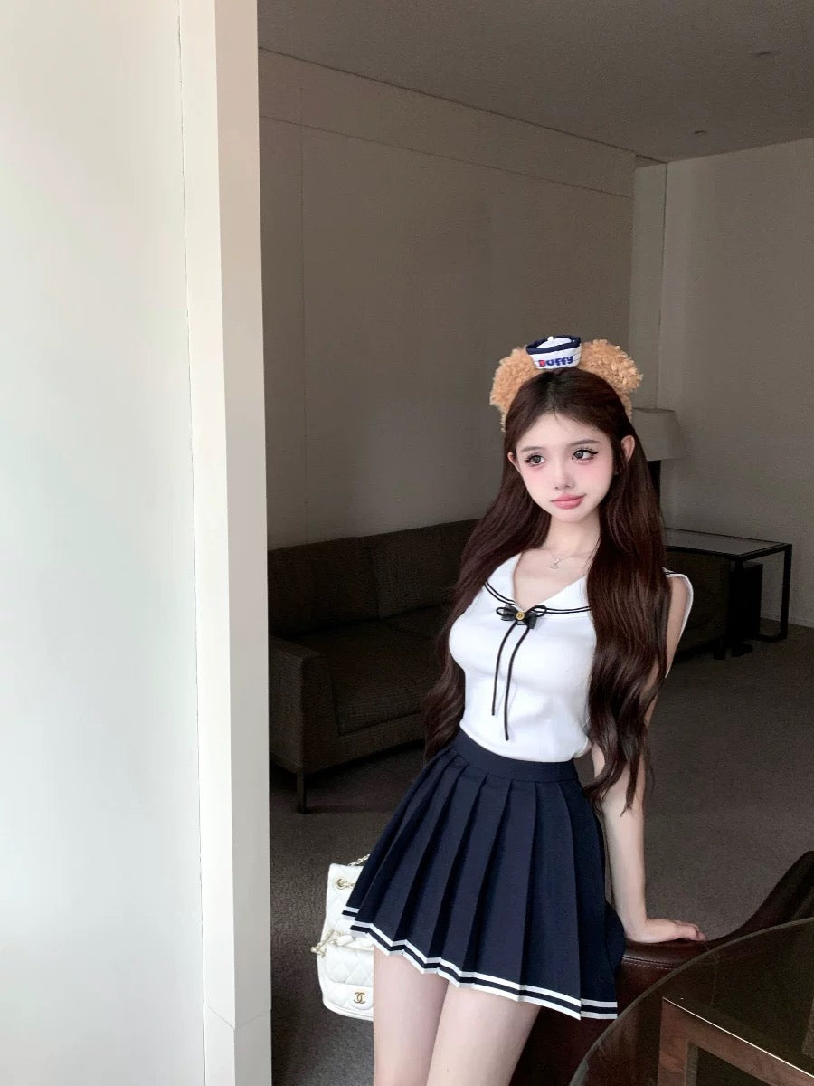 Sailor Pleated Mini Skort – Navy