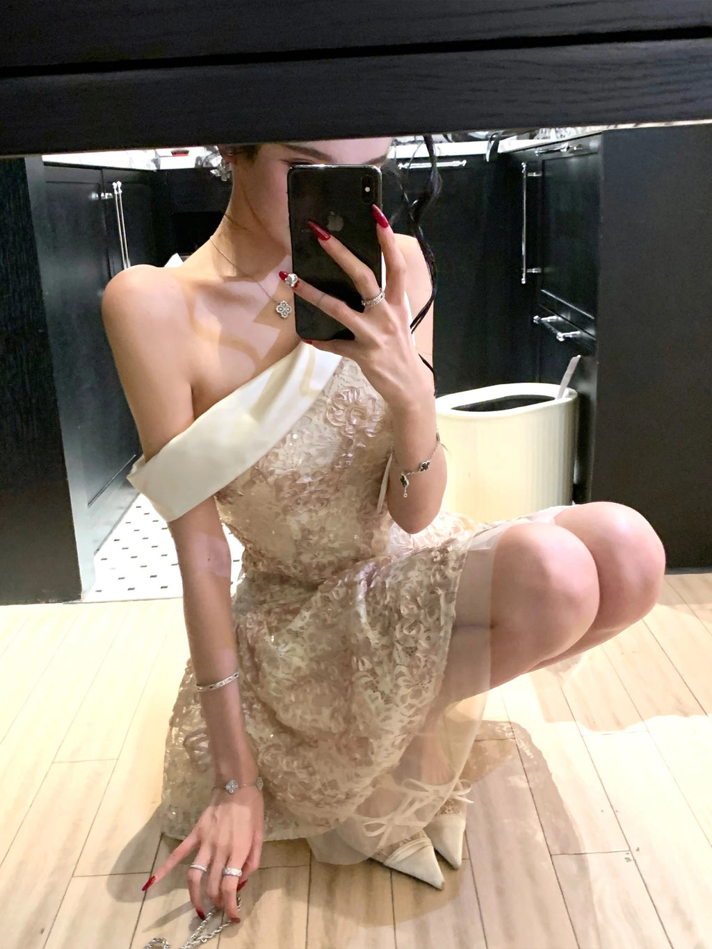 浅樱晚香玉/Rosalie Lace Mini Dress