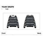 Black & White Striped Layered Polo Sweatshirt