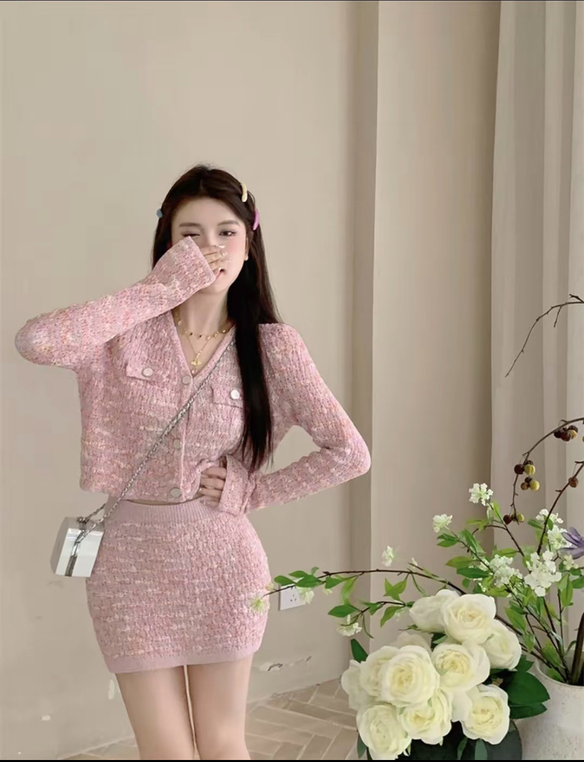 Pink Macaron Knit Set