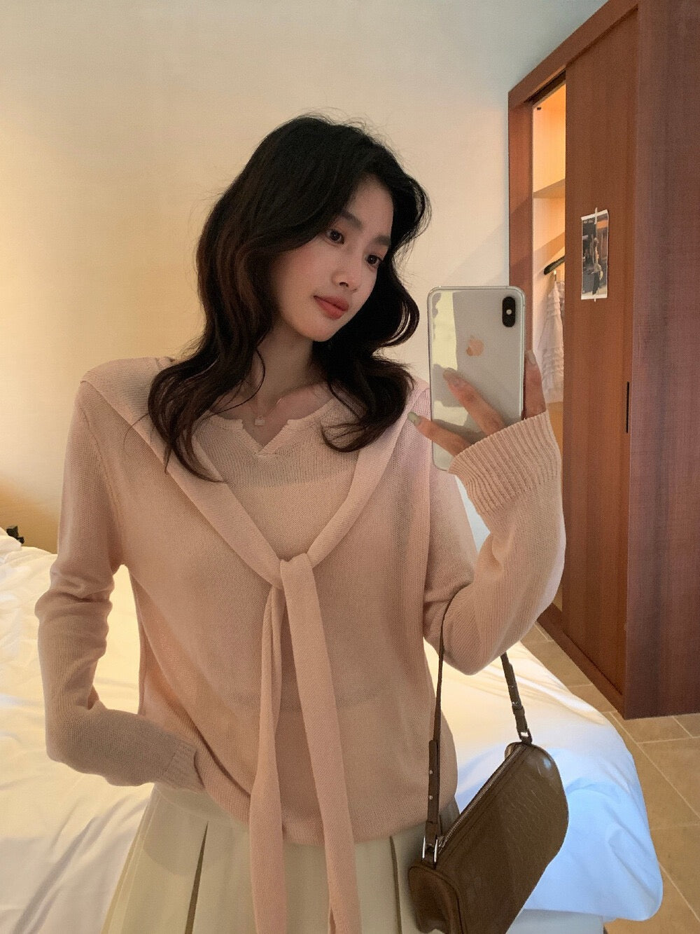 Soft Tie-Front Knit Sweater