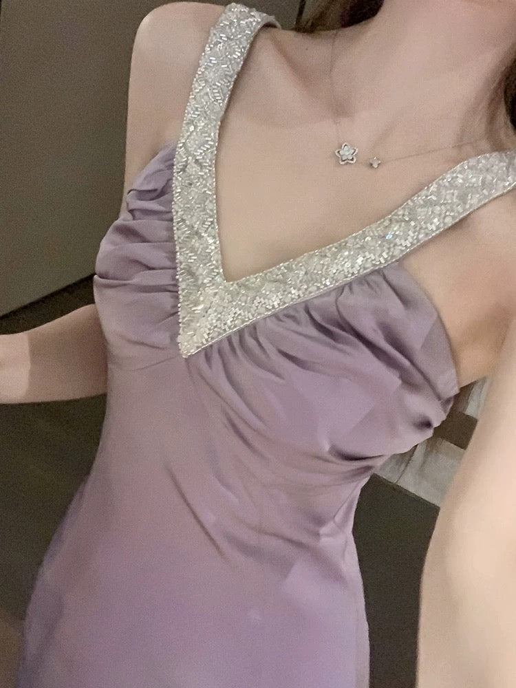 Lavender Crystal Mini Dress