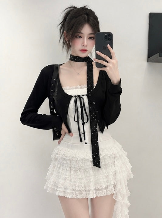 Lace Ruffle Layer Mini Skirt