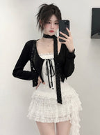 Lace Ruffle Layer Mini Skirt - front view