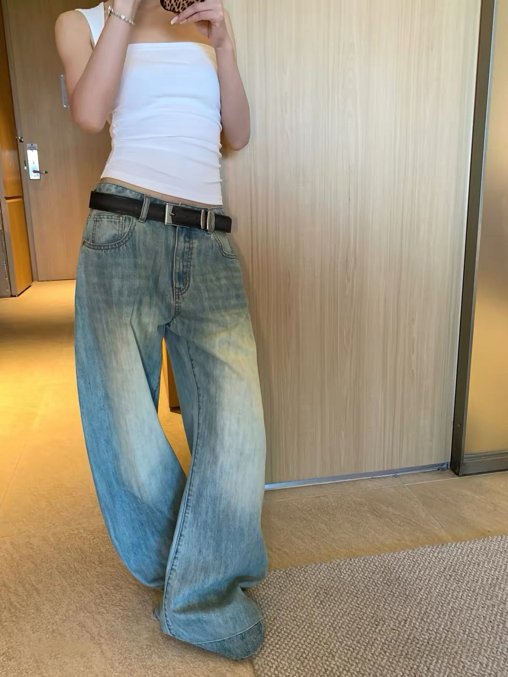 Vintage Fade Wide Leg Jeans - front view