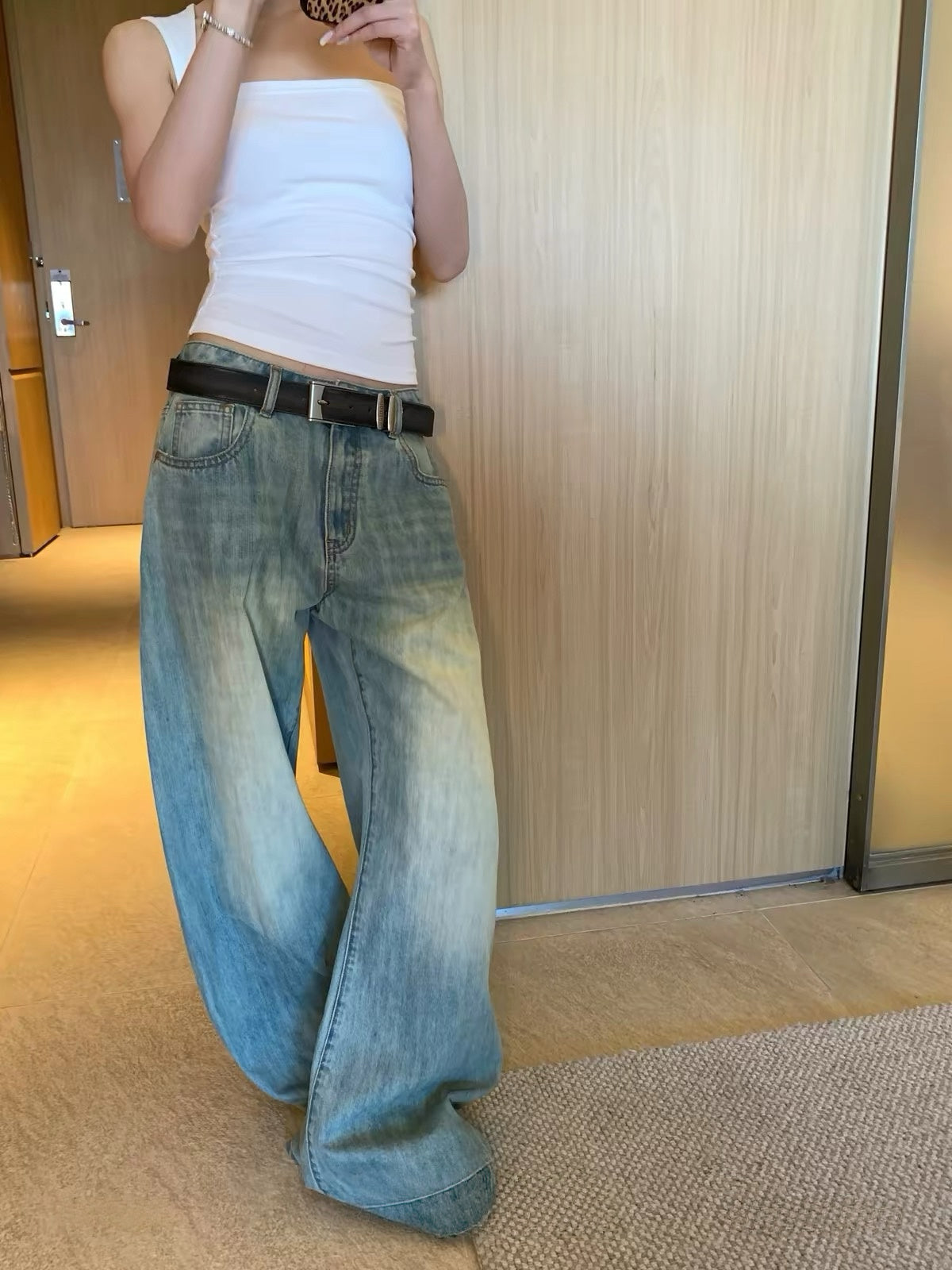 Vintage Fade Wide Leg Jeans - front view