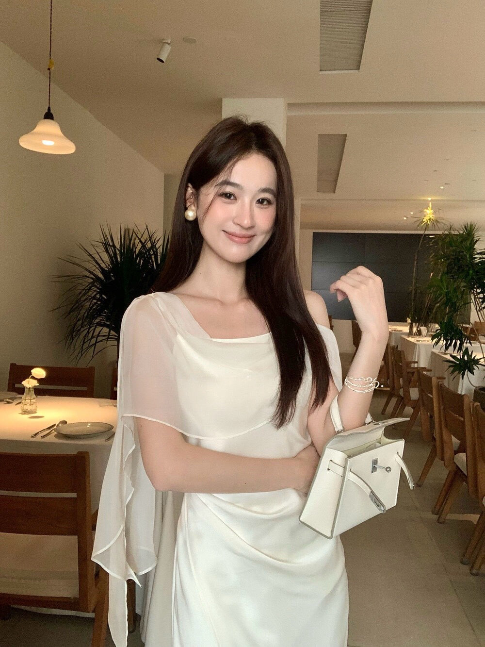Soft Asymmetric Ruffle Midi Dress