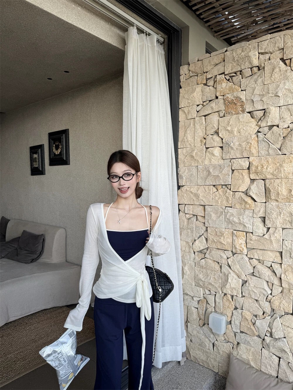 芭蕾少女/Soft Wrap Tie Ballet Cardigan
