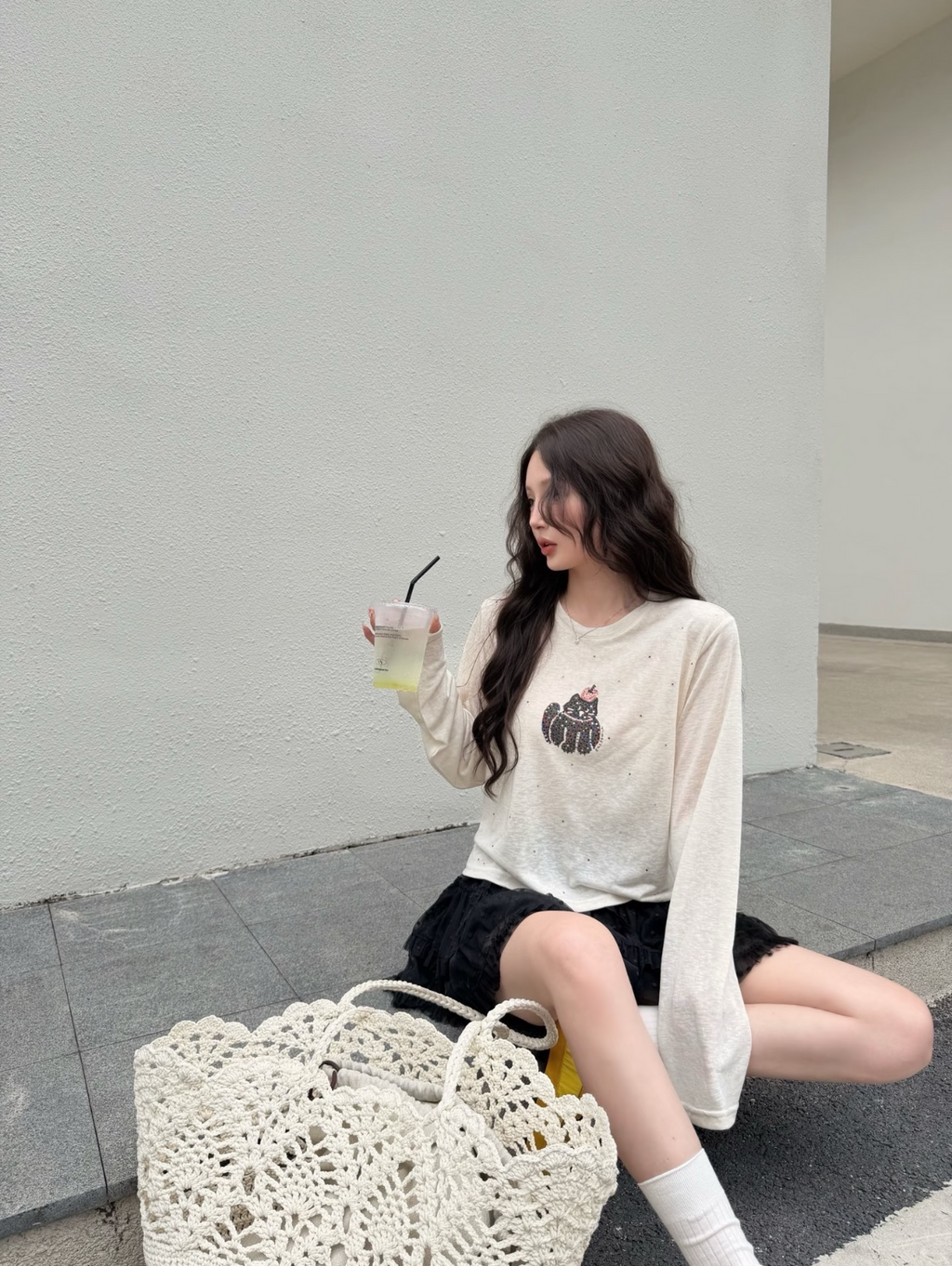 乐透小咪/Sparkle Kitty Long Sleeve Tee