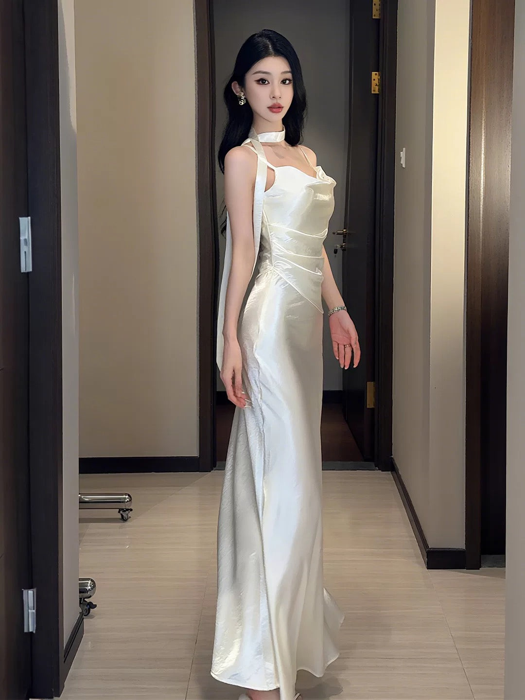 Soft Drape Slip Midi Dress