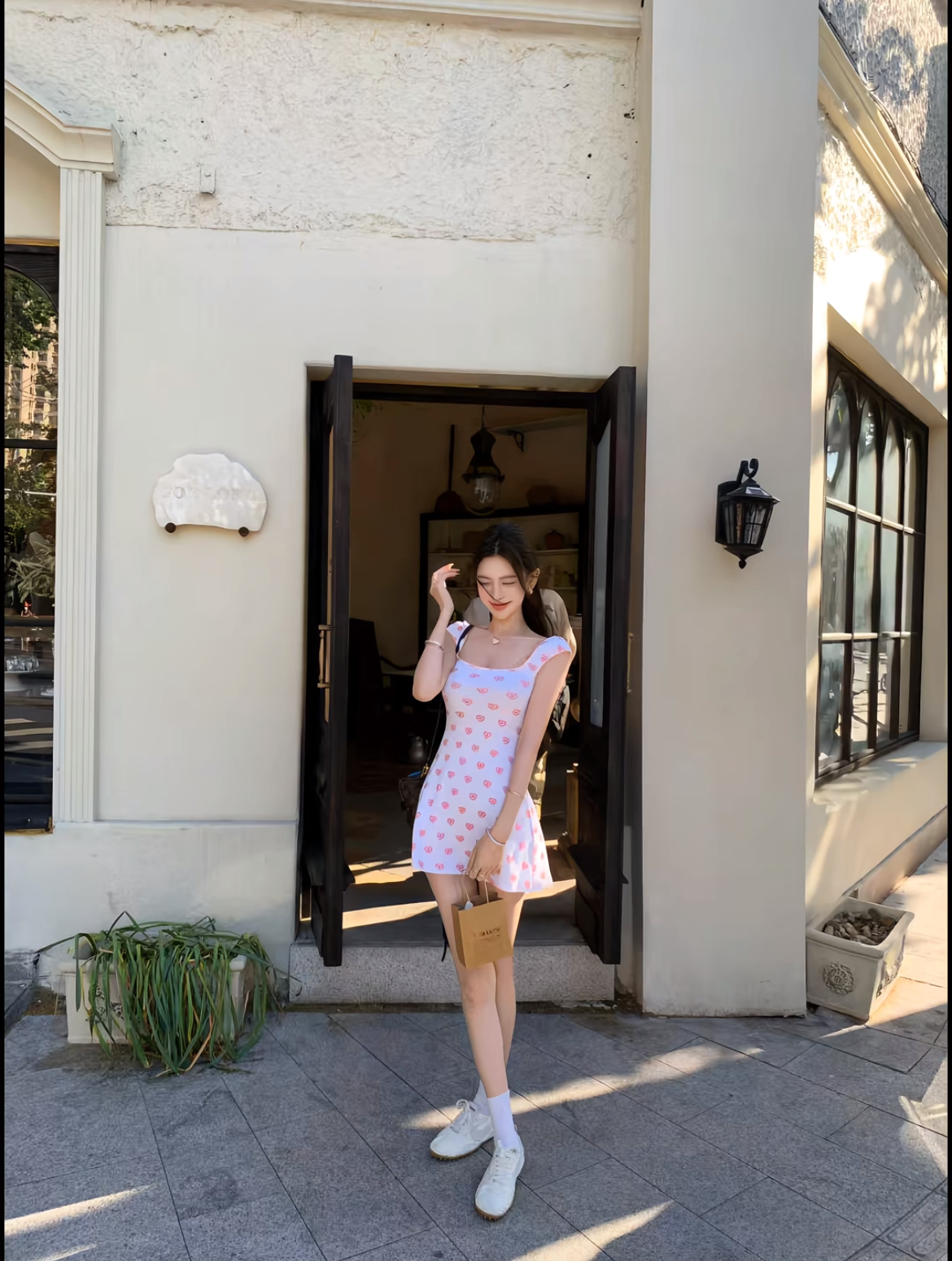 Sweatheart Print Mini Dress