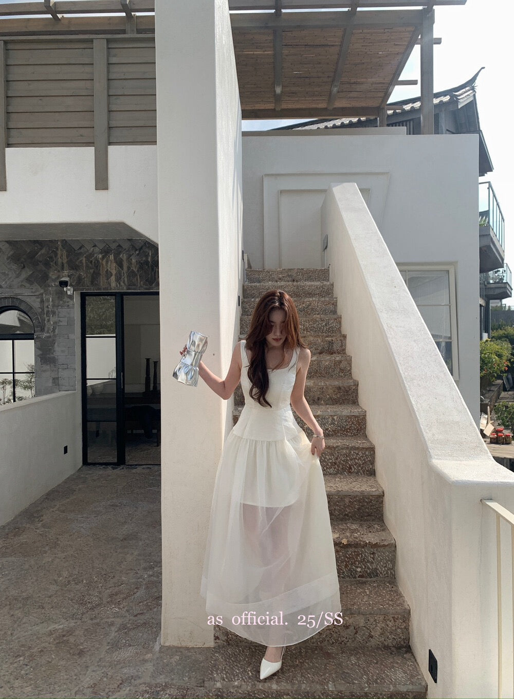 清冷艺术系/Aurélie Sheer Layer Midi Dress
