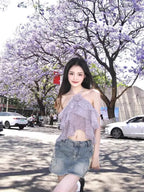 Rosalie Ruffle Halter Top – Lavender Mist