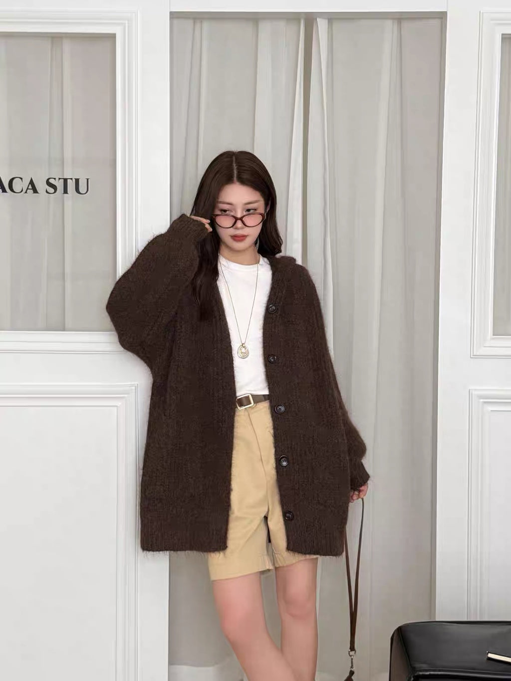 Cozy Hour Hooded Knit Cardigan - styled view