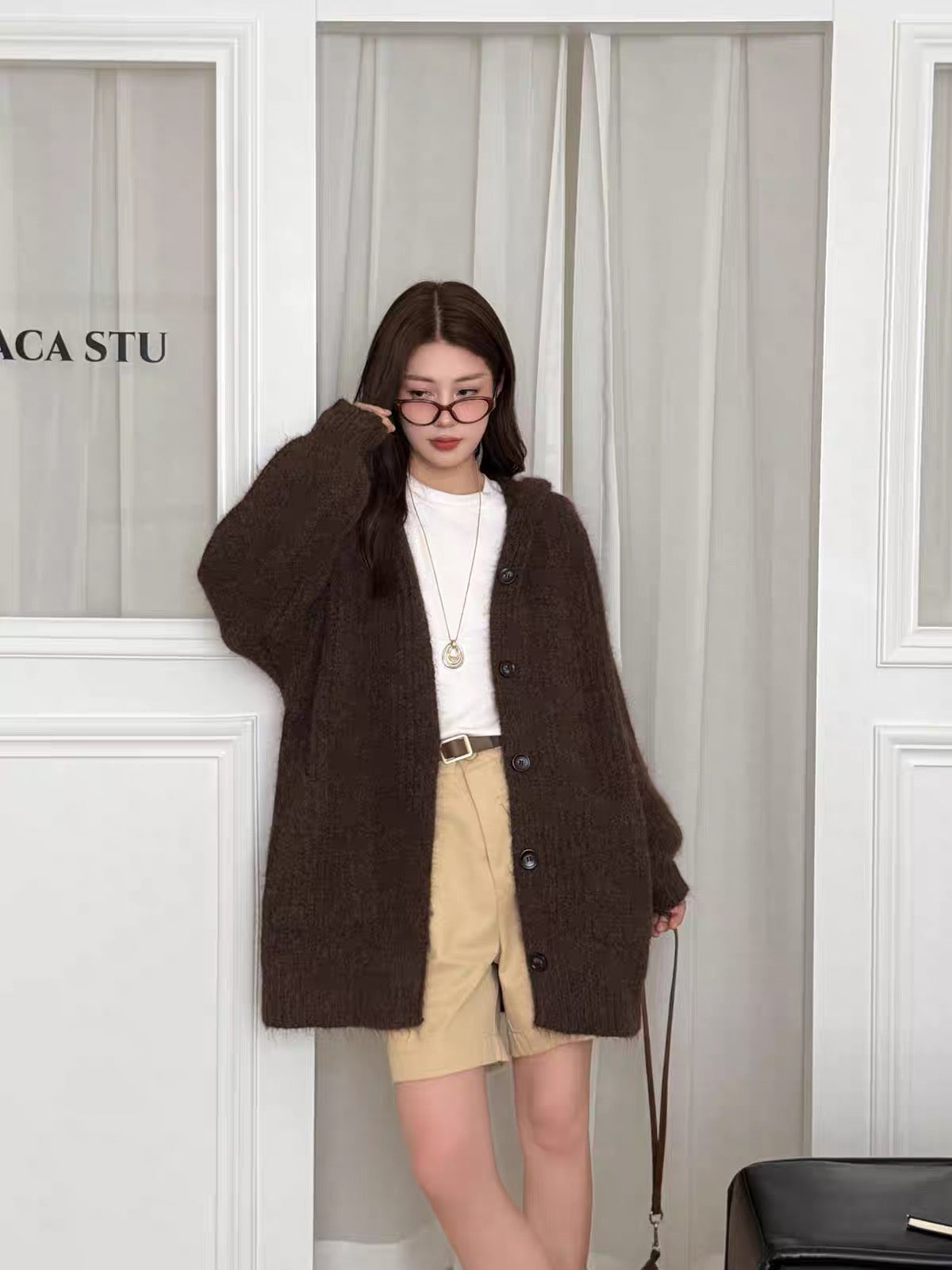 Cozy Hour Hooded Knit Cardigan - styled view