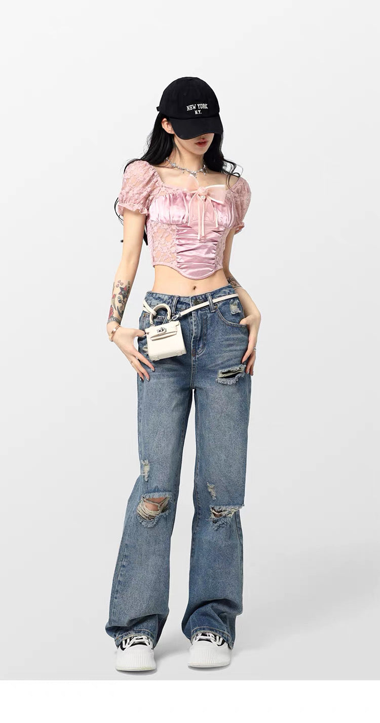 Rosalie Satin Lace Corset Top – Dusty Rose