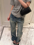 建模级/Low-rise Washed Straight Jeans