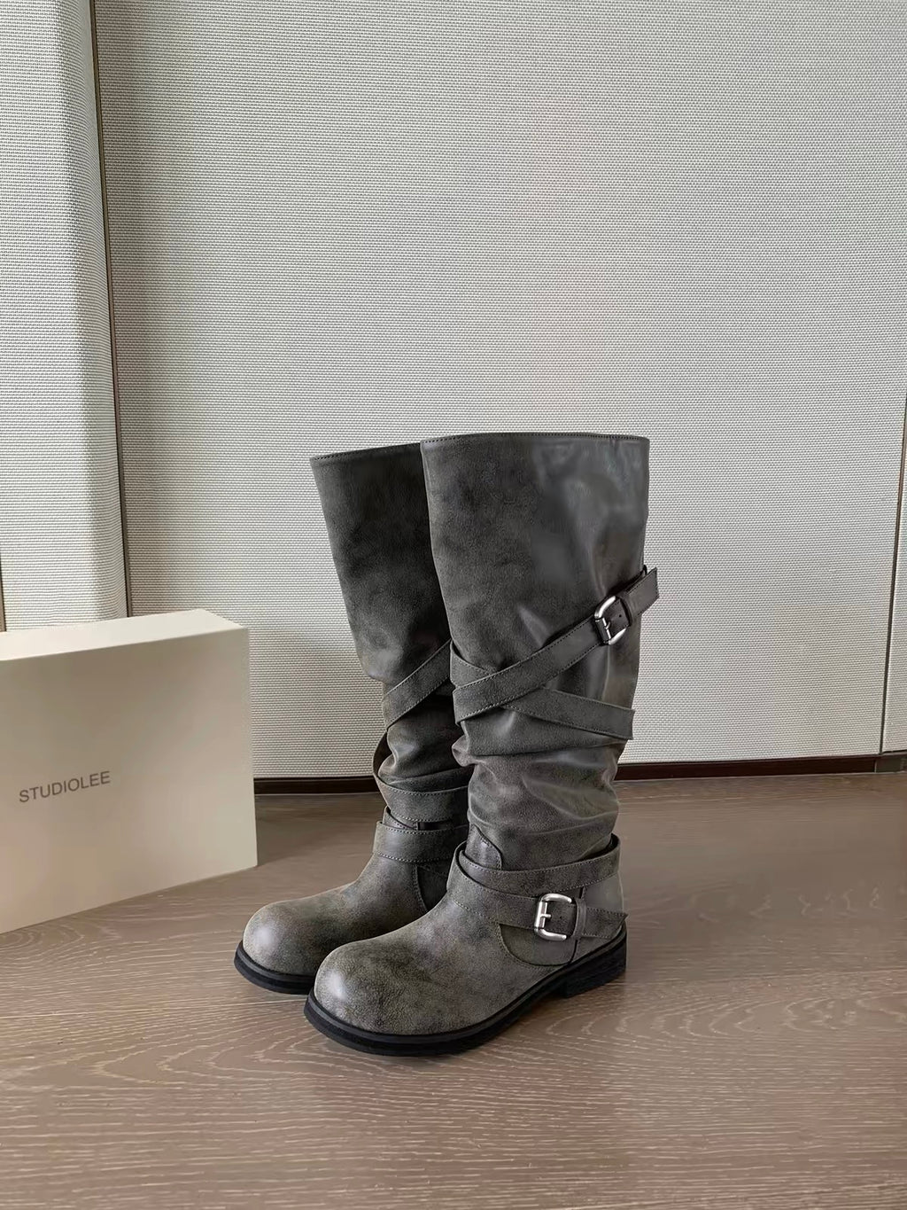 Rodeo Slouch Buckle Boots - front view