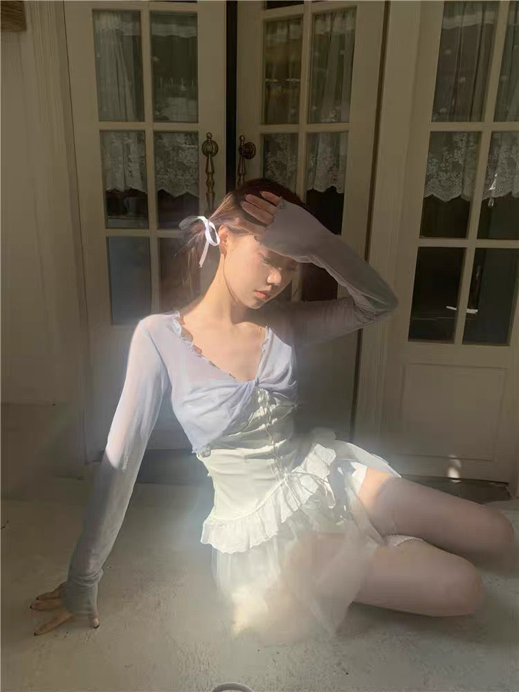 Cloud Sheer Tie-Front Shrug