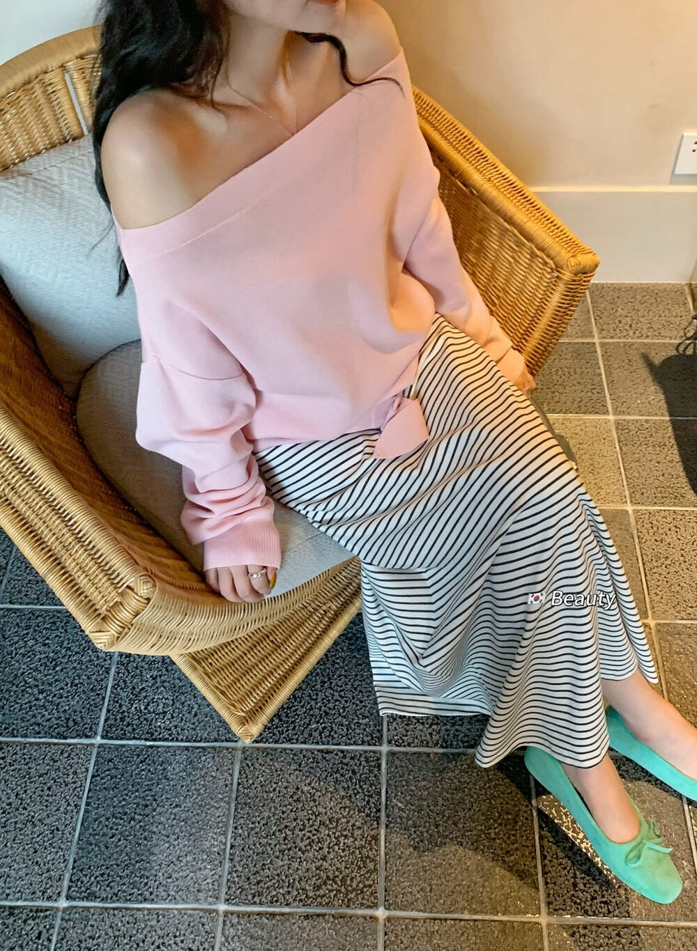 Soft Off-Shoulder Tie Knit Top
