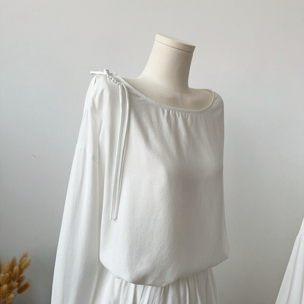 Effortless Drape Off-Shoulder Knit Top