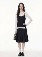 Classic Pleated Midi Skirt - close-up