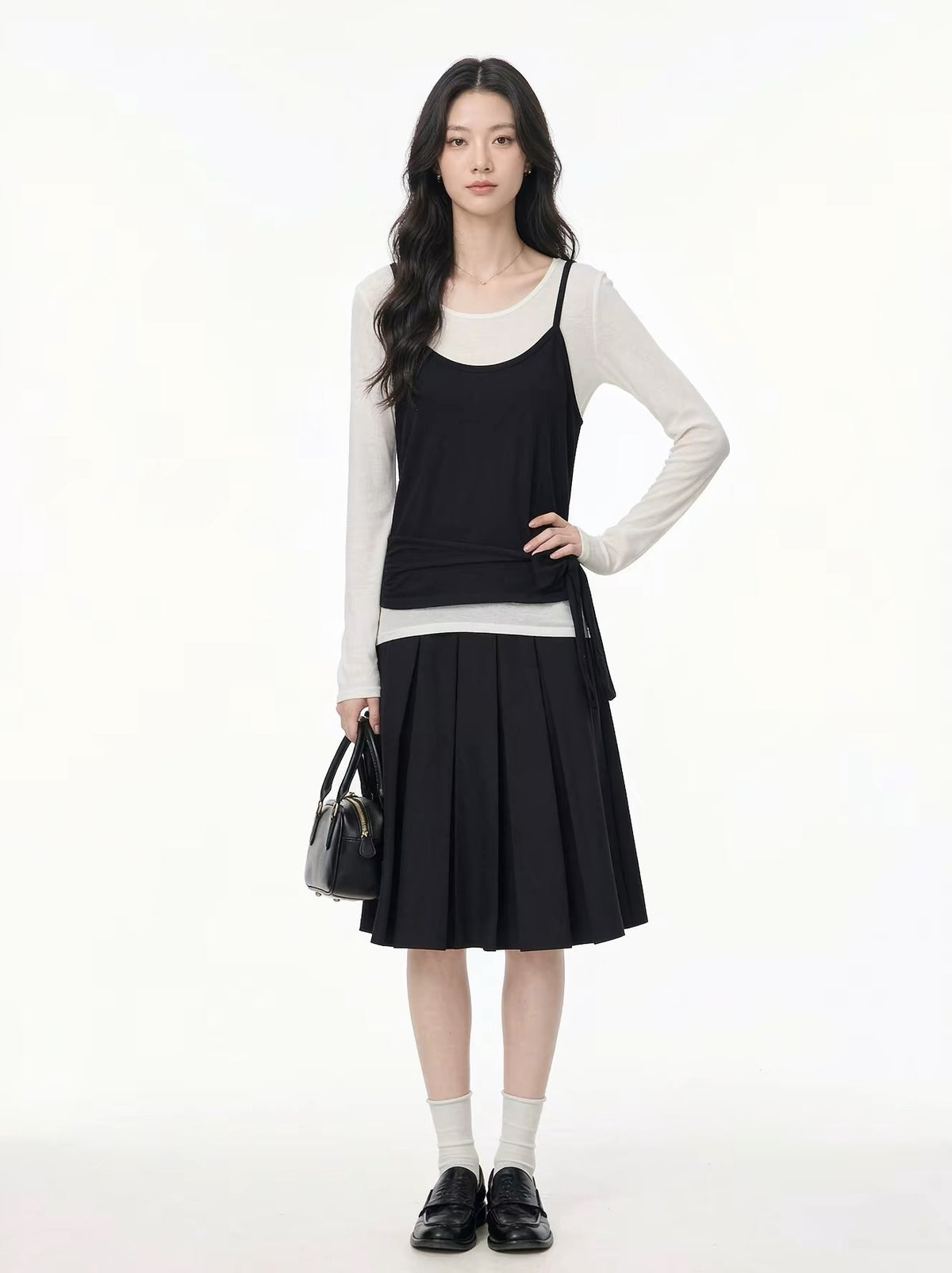 Classic Pleated Midi Skirt - close-up