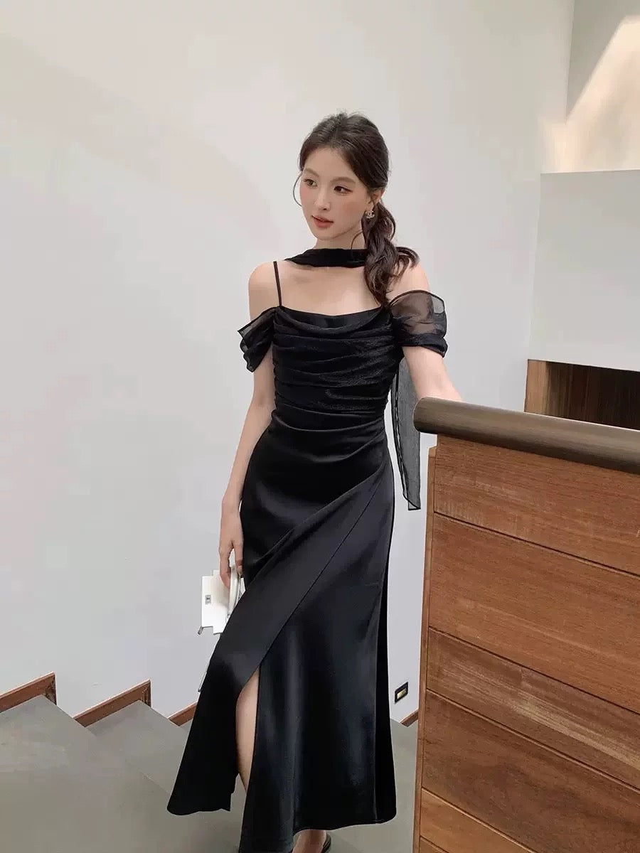 月落星河/Moonfall Blush Satin Mesh Dress