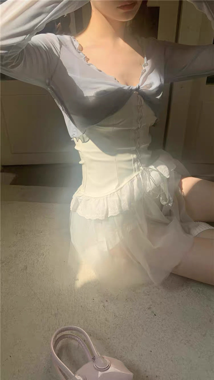 Cloud Sheer Tie-Front Shrug