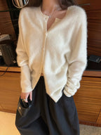Essential Cashmere Wool Knit Cardigan - back view