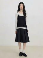 Classic Pleated Midi Skirt - styled view