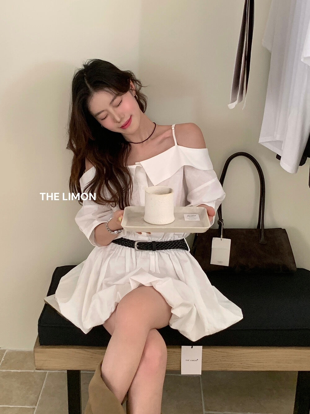 Soft Off-Shoulder Puff Mini Dress