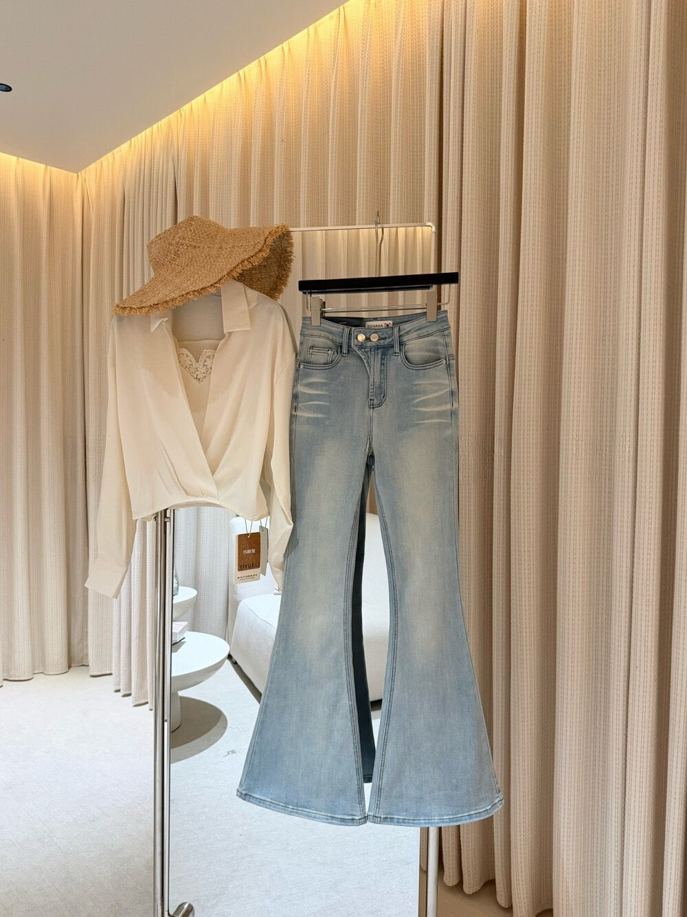 Jean flare délavé esprit vintage