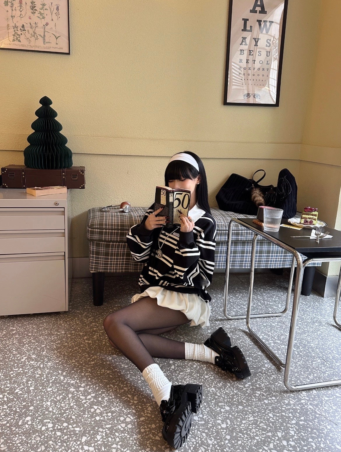 Black & White Striped Layered Polo Sweatshirt