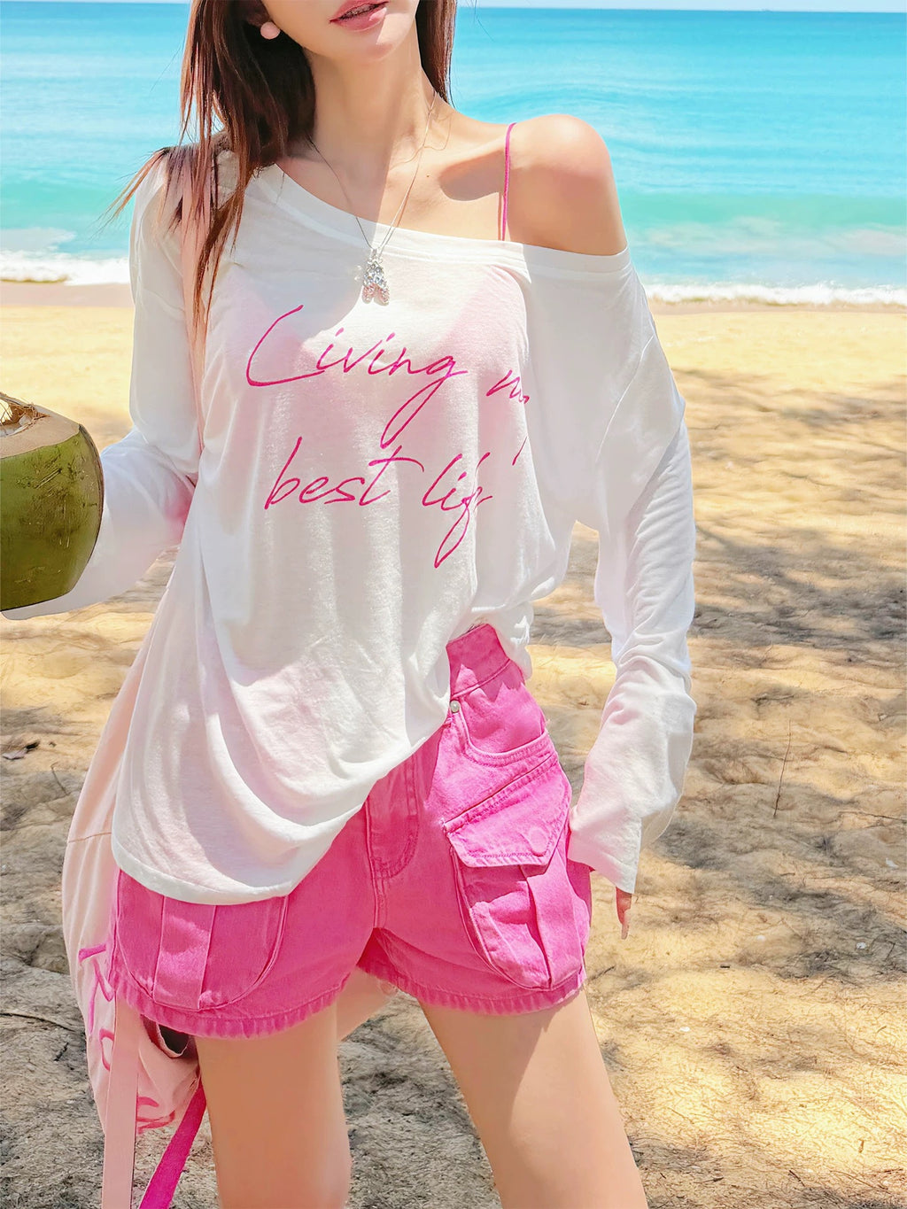 Shelter Letter Sheer Long Sleeve Top