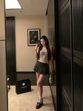 Heather Grey Pleated Mini Skirt