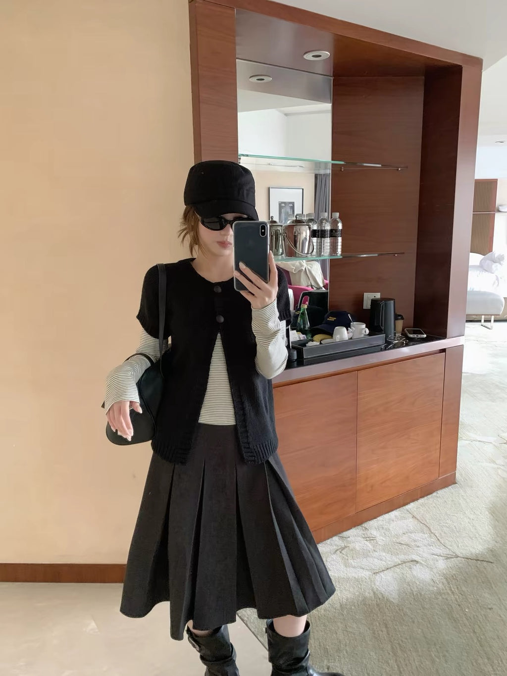 Classic Pleated Midi Skirt - back view