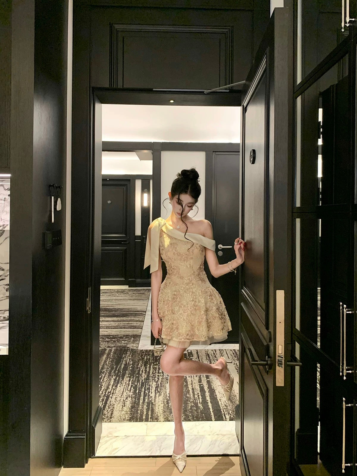 浅樱晚香玉/Rosalie Lace Mini Dress