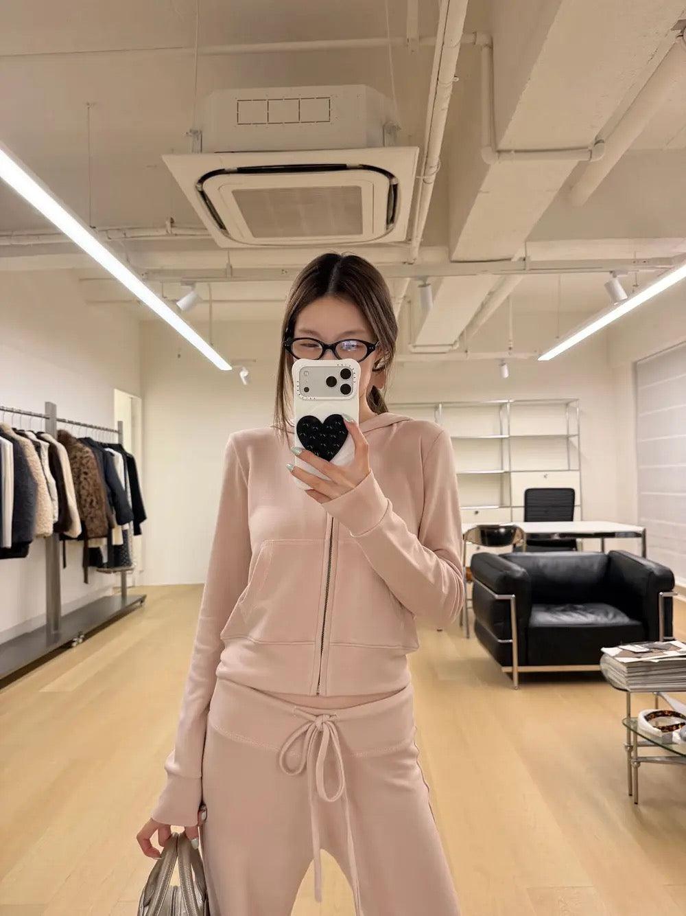 Pink Cloud Fitted Zip Hoodie - back view