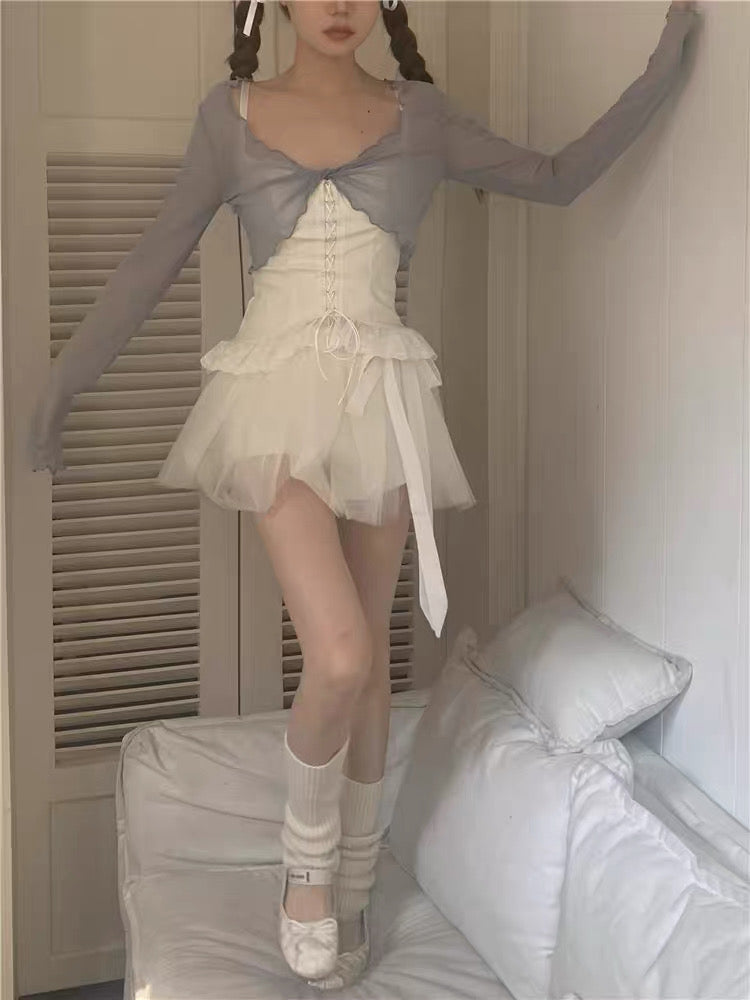 Cloud Sheer Tie-Front Shrug
