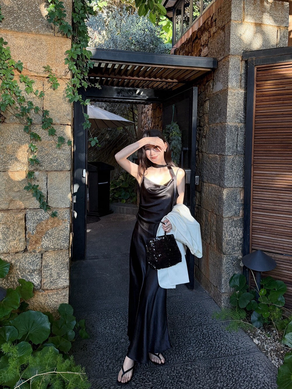 Soft Drape Slip Midi Dress