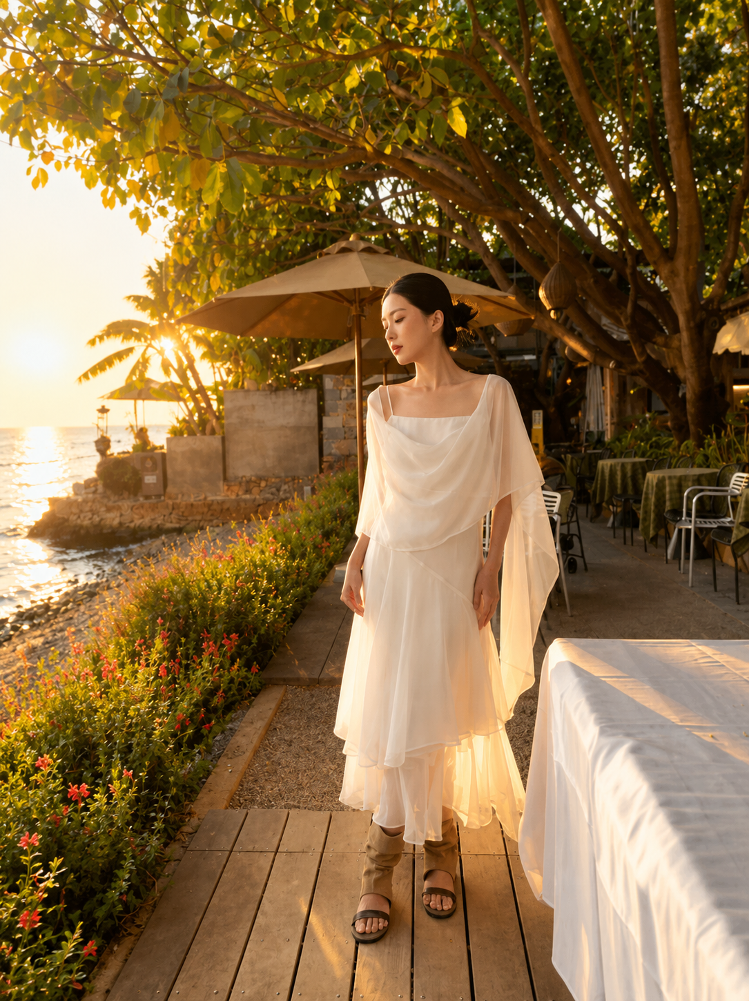 浮光掠影/Ethereal Drape Chiffon Dress