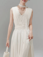 Rosé Lace Chiffon Maxi Dress - styled view