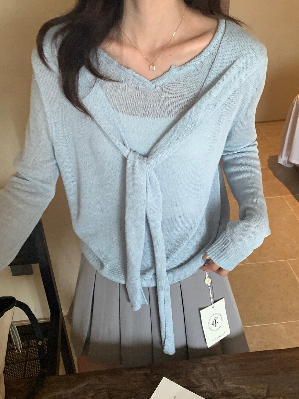 Soft Tie-Front Knit Sweater