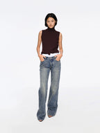 Vintage Wash Low Rise Straight Leg Jeans | Relaxed Everyday Denim - back view