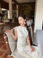 Oriental Elegance Satin Maxi Dress